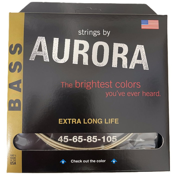 AURORA STRINGS Aurora Gold 45-105 Cordes de basse revêtues Nickel/Argent Nickel, longue durée AURORA STRINGS Aurora Gold 45-105 Cordes de basse revêtues Nickel/Argent Nickel, longue durée