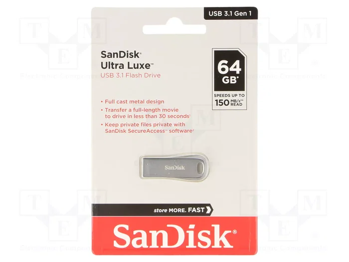SanDisk Cruzer Ultra Luxe 64 Go USB 3.1 Argent