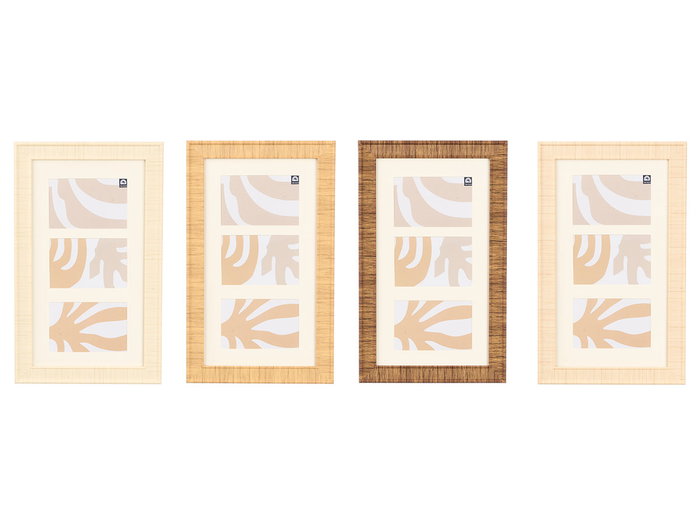 GIFTDECOR Lot de 12 cadres photo rayés 3 photos verticales - Assortiment Beige, Crème et Marron