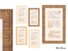 GIFTDECOR Lot de 12 cadres photo rayés 3 photos verticales - Assortiment Beige, Crème et Marron