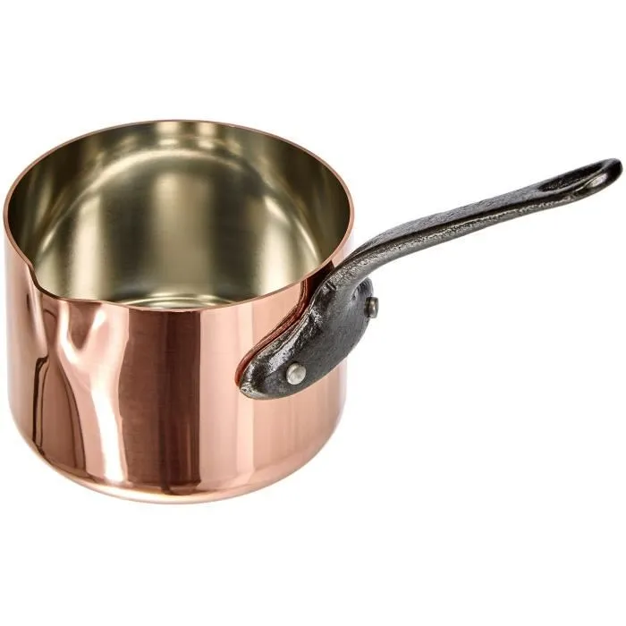 Baumalu Saucière en cuivre massif avec intérieur étamé, diamètre 11 cm, bec verseur, manche en fonte - Pour cuisinière à gaz Baumalu Saucière en cuivre massif avec intérieur étamé, diamètre 11 cm, bec verseur, manche en fonte - Pour cuisinière à gaz