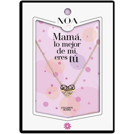 NOA STORY Pendentif Cœur Mama Acier Doré Gravure - Mama Lo Mejor de mi Vida Eres Tu