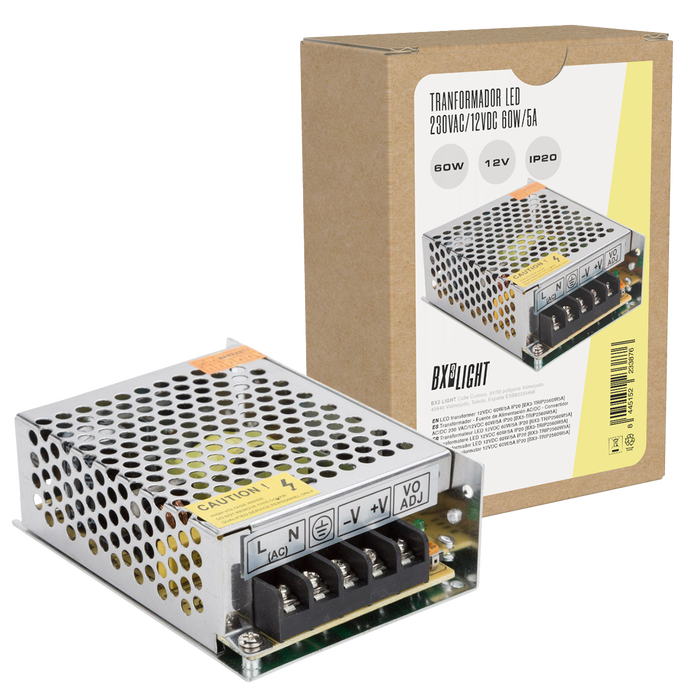 BX3 LIGHT BX3-TRIP2560W5A Transformateur LED 12VDC 60W/5A IP20 Alimentation pour Éclairage BX3 LIGHT BX3-TRIP2560W5A Transformateur LED 12VDC 60W/5A IP20 Alimentation pour Éclairage