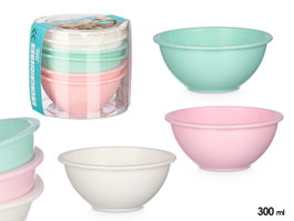 LEKNES Set de 6 bols assortis 300 ml (Blanc, Rose, Vert)
