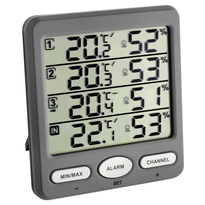 Tfa Klima Monitor 30.3054.10 Thermo-hygromètre sans fil avec 3 émetteurs Tfa Klima Monitor 30.3054.10 Thermo-hygromètre sans fil avec 3 émetteurs