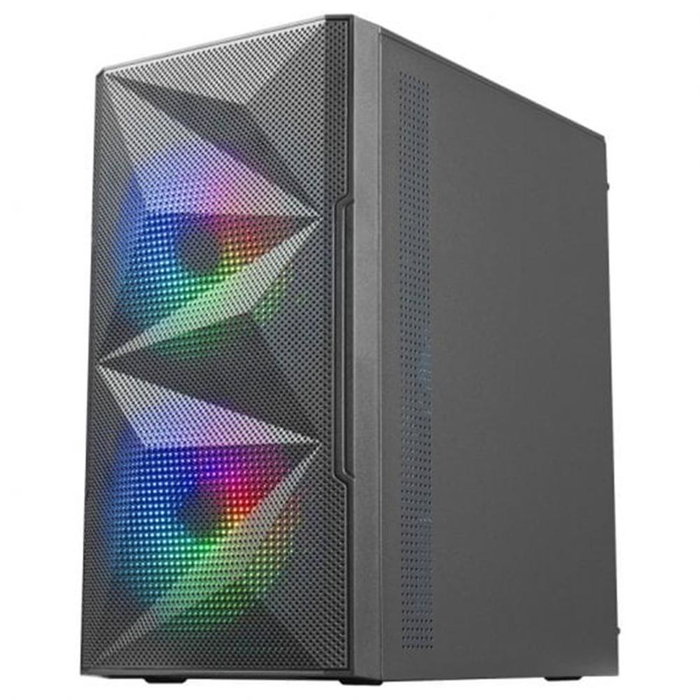 Mars Gaming Caja Ordenador MC-ME, Mini Tour, Noir, Panneau Latéral en Verre Trempé, 2 Ventilateurs FD RGB, Support MicroATX/Mini-ITX
