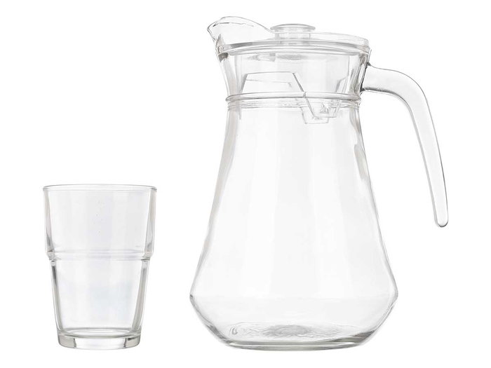 Vivalto Set 5 pièces Jarre et Verres à Soda en Verre et Plastique Transparent 22x22x15 cm (Set de 4) Vivalto Set 5 pièces Jarre et Verres à Soda en Verre et Plastique Transparent 22x22x15 cm (Set de 4)