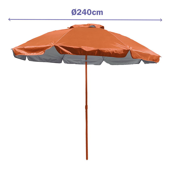 Marbueno Sombrilla Acier 6 Varillas D140 cm Nylon Orange Jardin Piscine Playa MARBUENO SUMMER 10470N