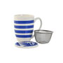 Tasse avec filtre pour infusions Home ESPRIT Bleu Rouge Acier inoxydable Porcelaine 380 ml (4 Unités)