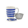 Tasse avec filtre pour infusions Home ESPRIT Bleu Rouge Acier inoxydable Porcelaine 380 ml (4 Unités)