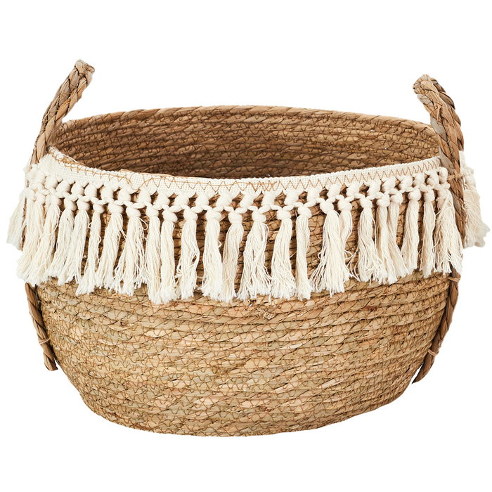 Home Deco Factory Lot de 3 paniers en junquillo et coton Mirage