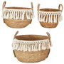 Home Deco Factory Lot de 3 paniers en junquillo et coton Mirage