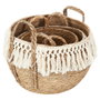 Home Deco Factory Lot de 3 paniers en junquillo et coton Mirage