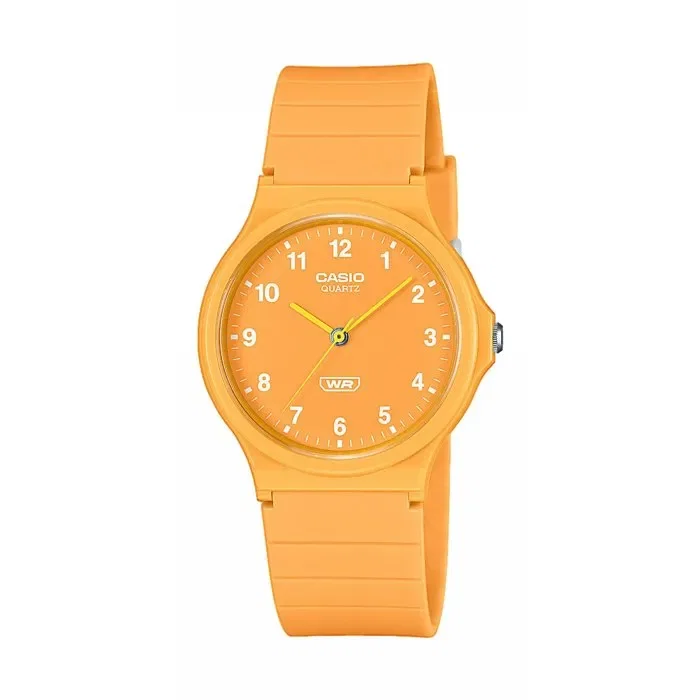 Casio MQ-24B - Montre analogique quartz mixte, boîtier résine, bracelet jaune, cadran épuré, verre acrylique, autonomie 2 ans Casio MQ-24B - Montre analogique quartz mixte, boîtier résine, bracelet jaune, cadran épuré, verre acrylique, autonomie 2 ans