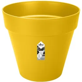 ELHO Pot de fleurs LOFT URBAN rond avec réserve d'eau et roulettes - Plastique percé - Ø38,5 x H35,3 cm - Ocre