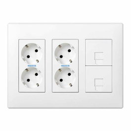 Simon Kit de boîtier mural 500 Cima blanc avec 4 prises Schuko et 2 RJ45