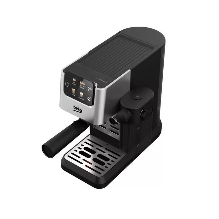 Beko CEP5304X Machine à expresso manuelle avec broyeur, 15 bars, 1628 W, 1,1 L, compatible café moulu et dosettes ESE, écran tactile et carafe à lait amovible