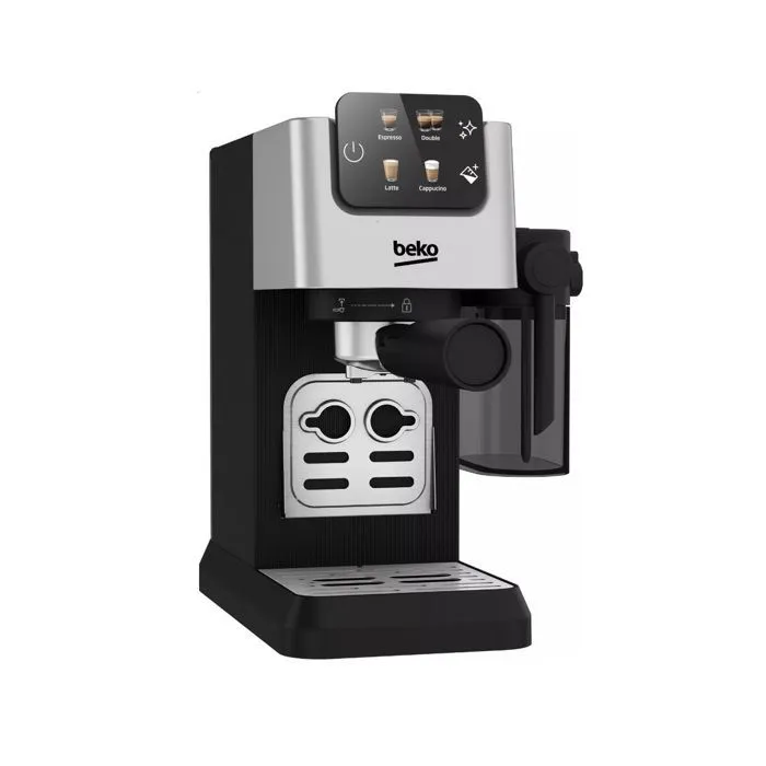 Beko CEP5304X Machine à expresso manuelle avec broyeur, 15 bars, 1628 W, 1,1 L, compatible café moulu et dosettes ESE, écran tactile et carafe à lait amovible