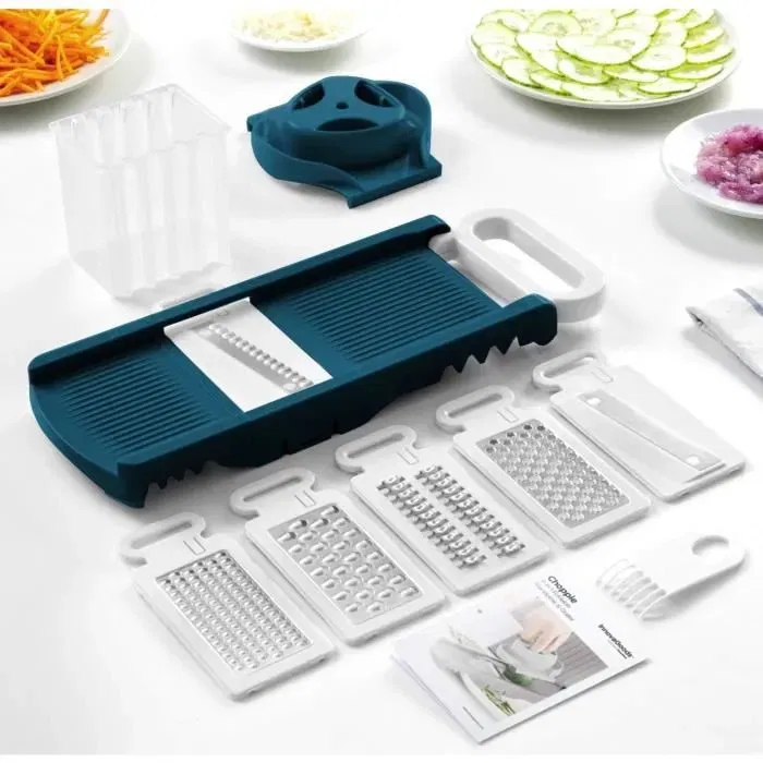 Arthur Martin AMM530 Mandoline Pliable Cuisine 6 en 1 avec 3 Lames à Râper et 3 Lames à Couper en Acier Inoxydable