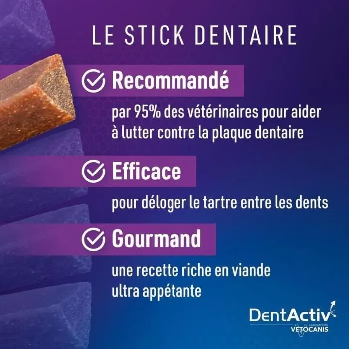 Vetocanis DentActiv 7 Bâtonnets Hygiène Bucco-Dentaire au Boeuf pour Chien 15kg+ Vetocanis DentActiv 7 Bâtonnets Hygiène Bucco-Dentaire au Boeuf pour Chien 15kg+