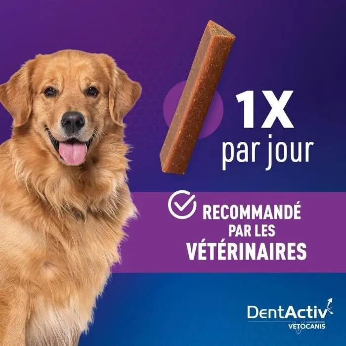 Vetocanis DentActiv 7 Bâtonnets Hygiène Bucco-Dentaire au Boeuf pour Chien 15kg+ Vetocanis DentActiv 7 Bâtonnets Hygiène Bucco-Dentaire au Boeuf pour Chien 15kg+