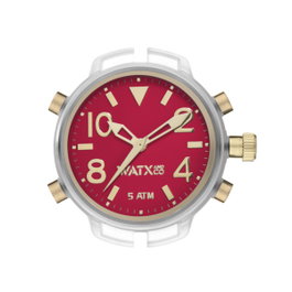 Watxandco RWA3723 Unisexe - Cadran Rouge et Boîtier Transparent