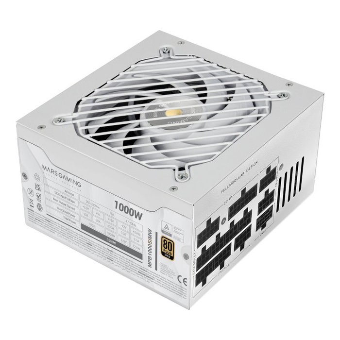 Mars Gaming MPB1000SIMW Alimentation Modulaire 1000W ATX 3.1 80+ Gold Mars Gaming MPB1000SIMW Alimentation Modulaire 1000W ATX 3.1 80+ Gold