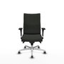 Piqueras Y Crespo Albacete Confidente - Chaise de bureau en tissu noir avec mécanisme synchrone et base aluminium