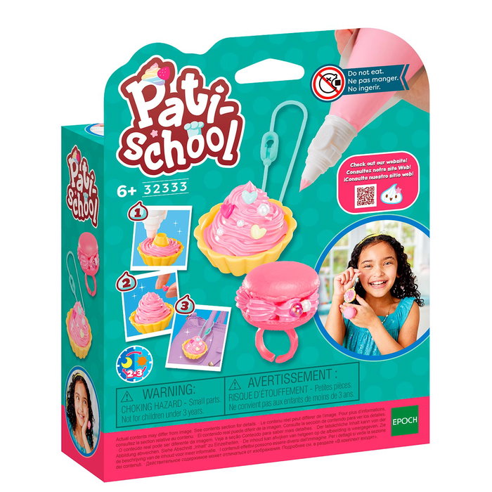 Pati-School Kit Créatif Fiesta Rosa 32333 Epoch - Set pâtisserie décorative avec manche à douille, pâte à modeler, perles et strass pour muffins et gâteaux +6 ans