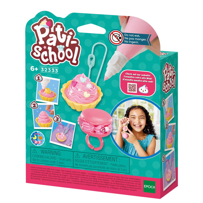 Pati-School Kit Créatif Fiesta Rosa 32333 Epoch - Set pâtisserie décorative avec manche à douille, pâte à modeler, perles et strass pour muffins et gâteaux +6 ans