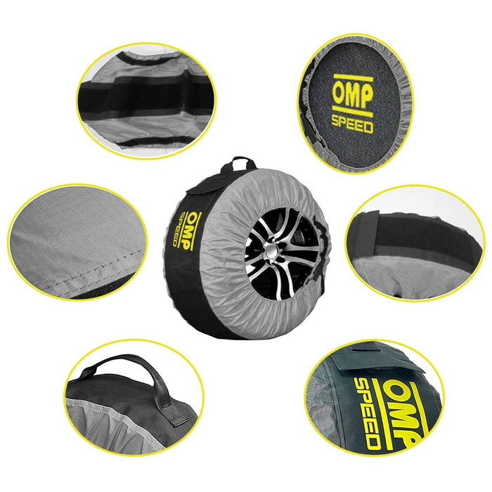 OMP Speed Jeu de 4 housses universelles pour pneus avec protection et poche