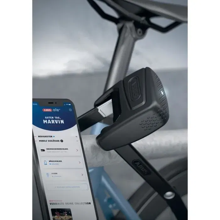 ABUS Antivélo pliable BORDO ONE 6000A/120 avec SmartX Bluetooth, alarme 100 dB, support SH, télécommande RC - Noir