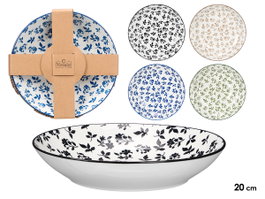 VESSIA Lot de 24 Plats Creux Assortis 4 Couleurs en Céramique