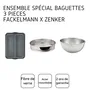 Zenker - Ensemble de 3 ustensiles spécial baguette avec moule à 2 baguettes en silicone, tamis et bol à mélanger en acier inoxydable
