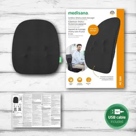 Medisana Dossier de massage sans fil rechargeable Shiatsu MC 500 - 2 vitesses - Noir - Détente du dos et de la taille