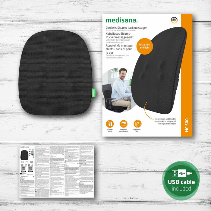 Medisana MC 500 Dossier de massage Shiatsu rechargeable sans fil - Noir