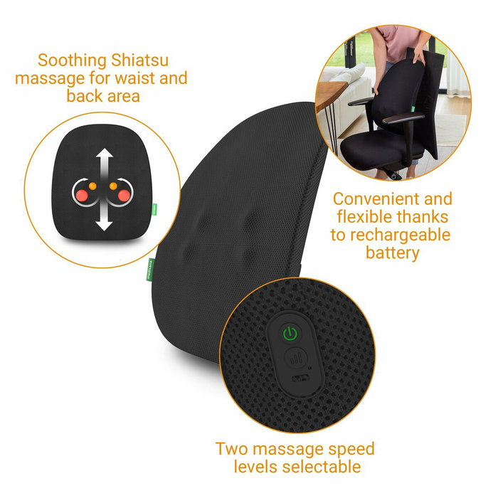 Medisana MC 500 Dossier de massage Shiatsu rechargeable sans fil - Noir