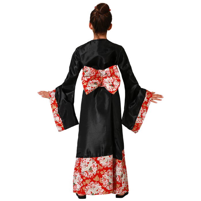 Déguisement Kimono de Geisha Noir pour Fille - Costume Asiatique Enfant Taille 10-12 Ans - Composition: Polyester