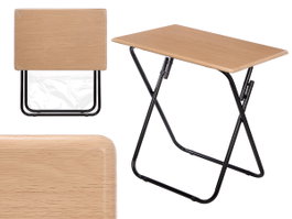 Giftdecor Table pliante naturelle avec pieds noirs