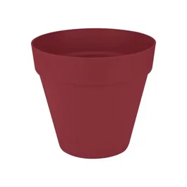 Elho Pot de fleurs avec réservoir d'eau et roulettes Loft Urban Rond, 48.5 x 45 cm, plastique 100% recyclé, rouge, pour extérieur