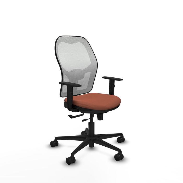 Chaise Jorquera Synchrone/Traslack tissu Marron Maille Blanc Base en nylon noir Accoudoir 1D Sans appui-tête Roulettes 65mm nylon Chaise Jorquera Synchrone/Traslack tissu Marron Maille Blanc Base en nylon noir Accoudoir 1D Sans appui-tête Roulettes 65mm nylon