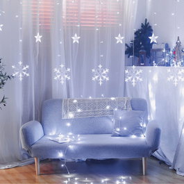 GSC Evolution Rideau LED avec étoiles et flocons de neige 3,5m, lumière froide