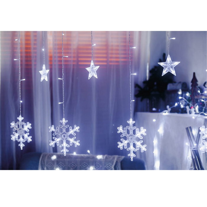 GSC Evolution Rideau LED avec étoiles et flocons de neige 3,5m, lumière froide GSC Evolution Rideau LED avec étoiles et flocons de neige 3,5m, lumière froide