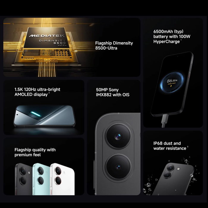 Smartphone Xiaomi X8 PRO 6,59" Octa Core Mediatek Dimensity 8500 8 GB RAM 256 GB Blanc