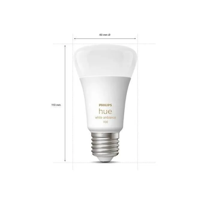 Philips Hue - Kit démarrage 2 ampoules LED connectées E27 10,5W White Ambiance avec Télécommande et Bridge pour éclairage intelligent et routines lumineuses