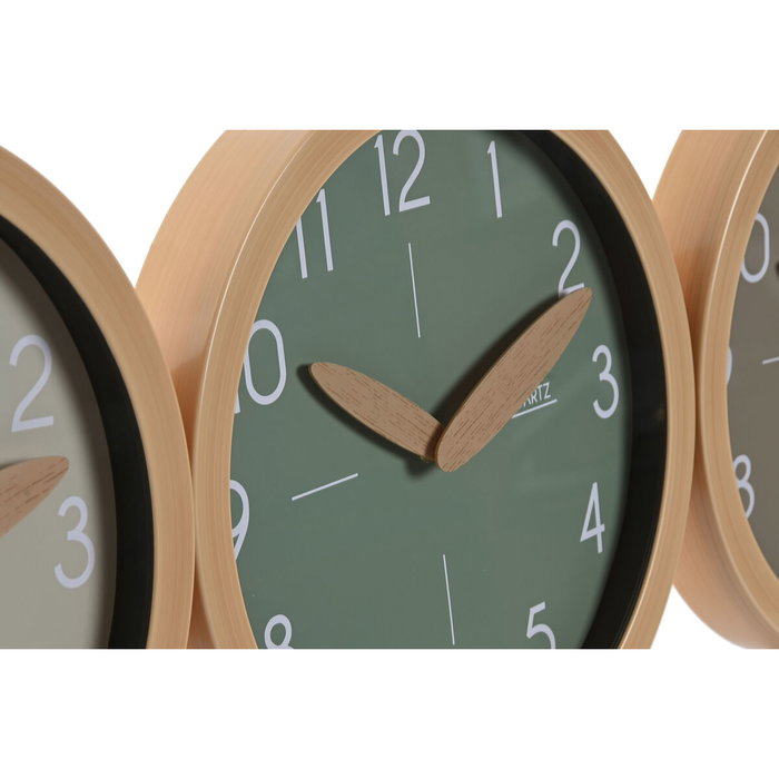 Horloge Murale Home ESPRIT Marron Vert Gris polystyrène 30 x 4 x 30 cm (3 Unités)
