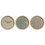 Horloge Murale Home ESPRIT Marron Vert Gris polystyrène 30 x 4 x 30 cm (3 Unités)