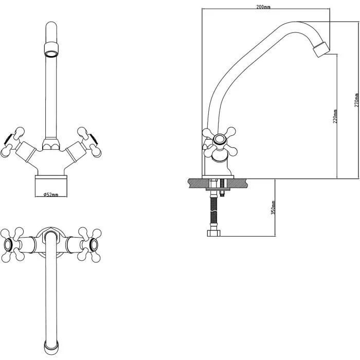 Edouard Rousseau Robinet Mélangeur de Cuisine Beverly, Style Rétro sans Douchette, Col de Cygne Gris Chromé, Économie d'Eau, Garantie 5 ans