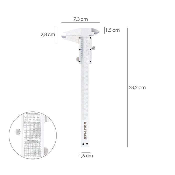 WOLFPACK LINEA PROFESIONAL Calibre Inox Professionnel 160mm Haute Précision WOLFPACK LINEA PROFESIONAL Calibre Inox Professionnel 160mm Haute Précision