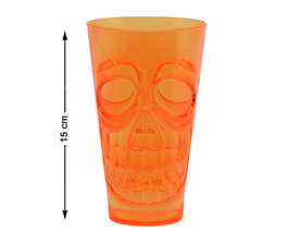 Atosa Verre Orange avec Relief de Crâne 15x9 cm pour Halloween